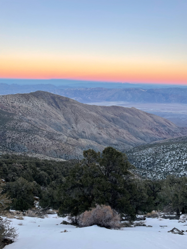 sunset in death valley coming down telescope peak